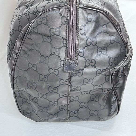 VTG Gucci Boston Monogam Duffle Brown Nylon Weekend/Travel Bag Unisex Y2K Rare - Picture 7 of 16